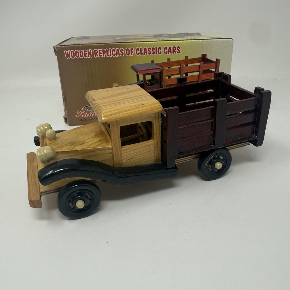 Kaidi Classic Cars Brown Wooden Truck Toy Vehicle Display New